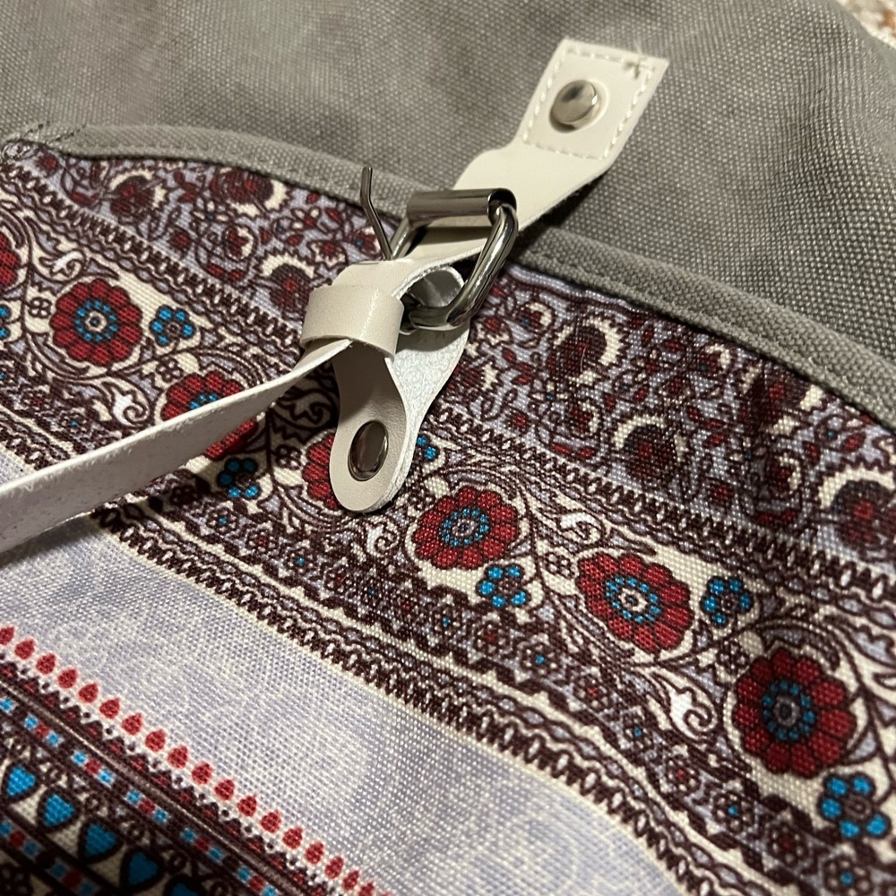 Stylish Olive Green Backpack With Patterned Pocket - image 6